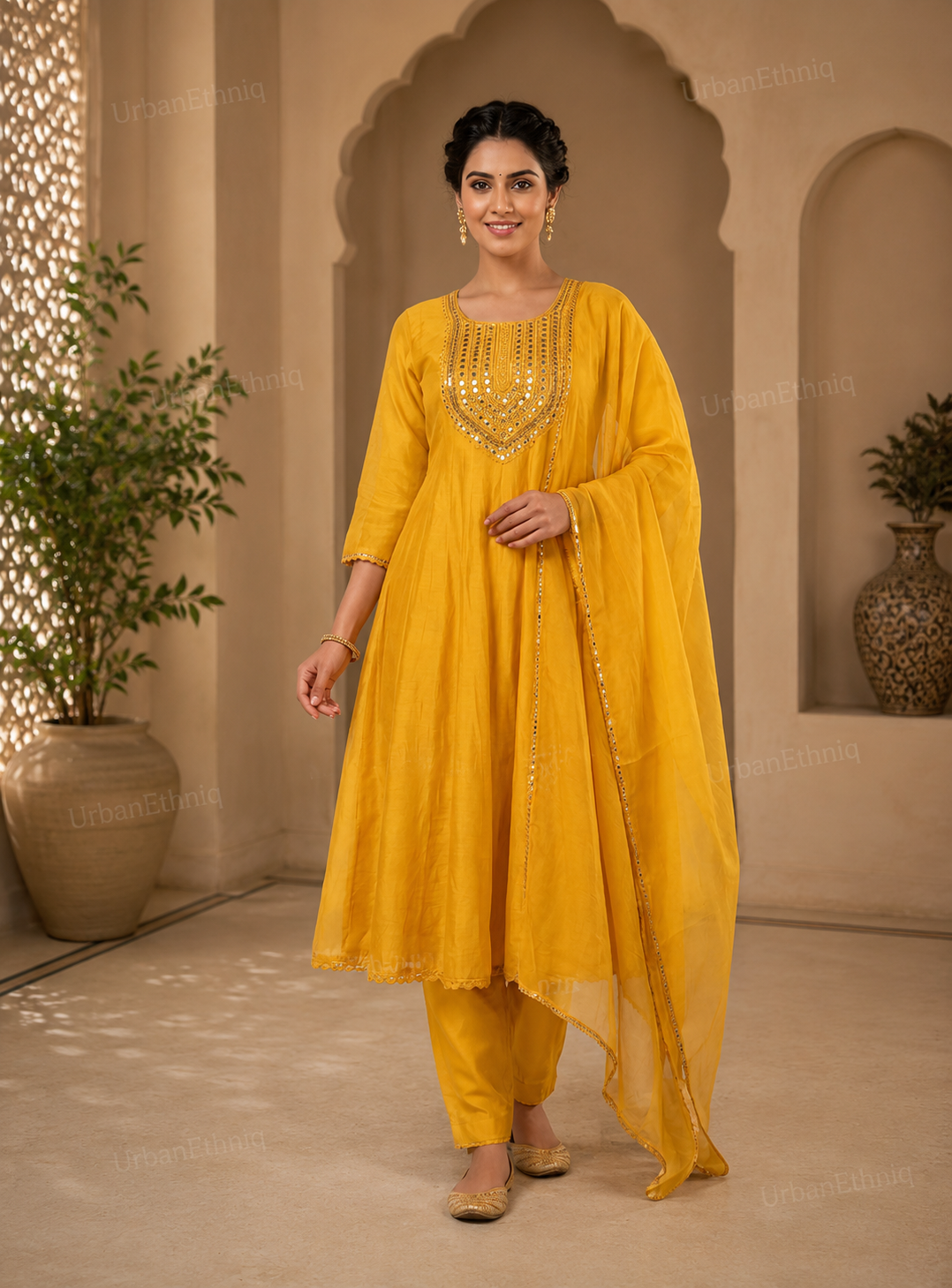 Yellow Embroidered
